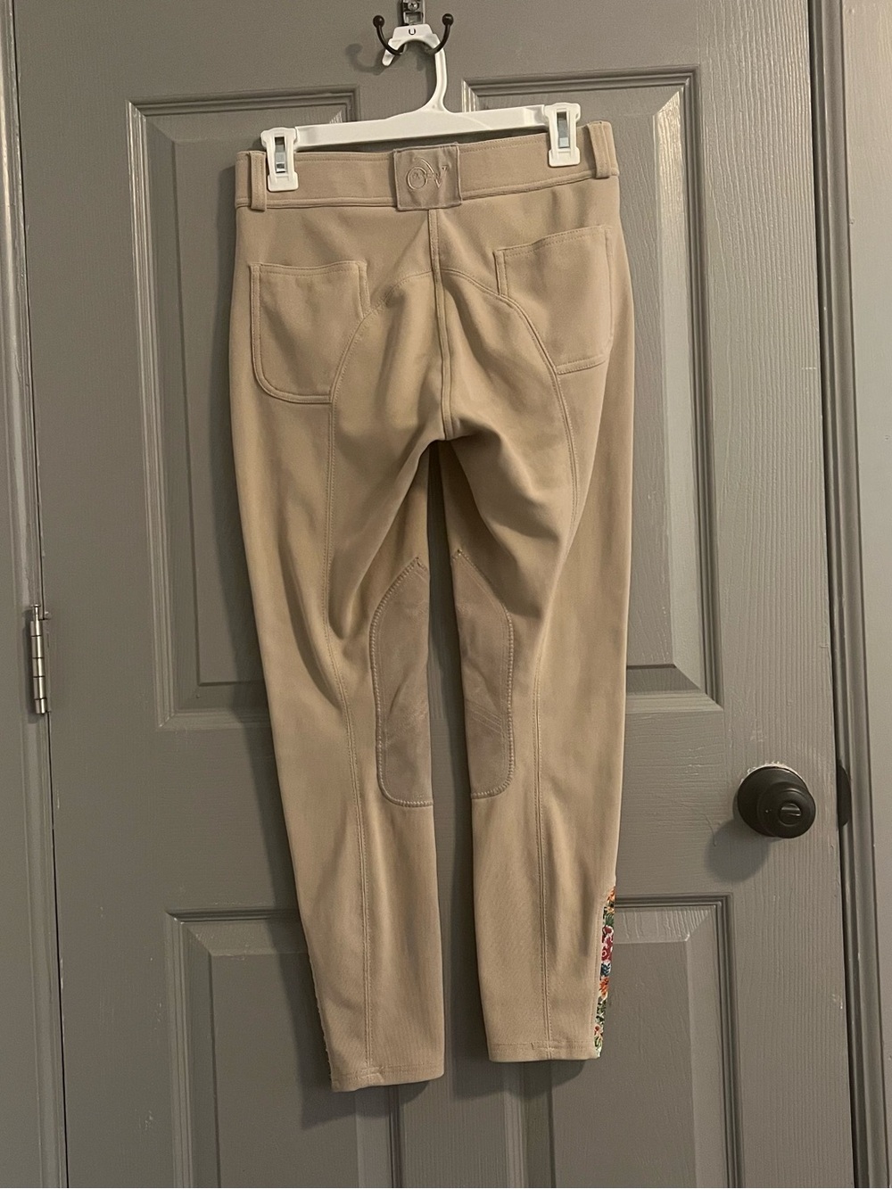 Ovation Equestrian Cream Women's Riding Tights Breeches Floral Ankle Panels - Picture 8 of 11